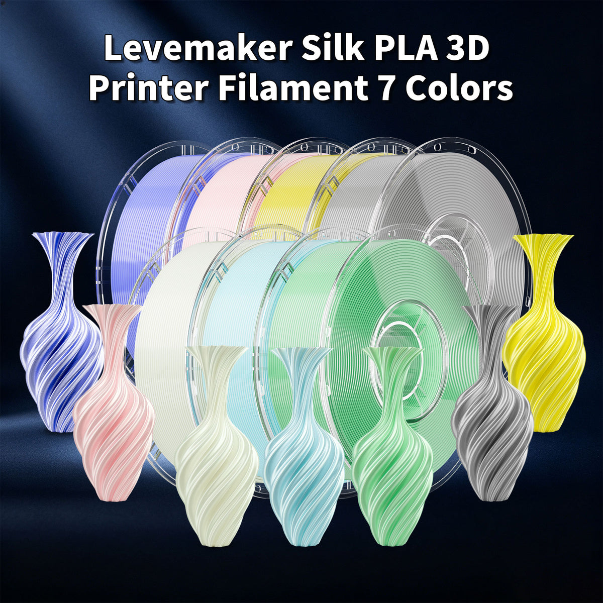 LEVEMAKER PLA Silk 3D Printer Filament 1.75mm, Shiny Silky Glossy Finish, High Speed 300mm/s Compatible with Bambu Lab / Creality
