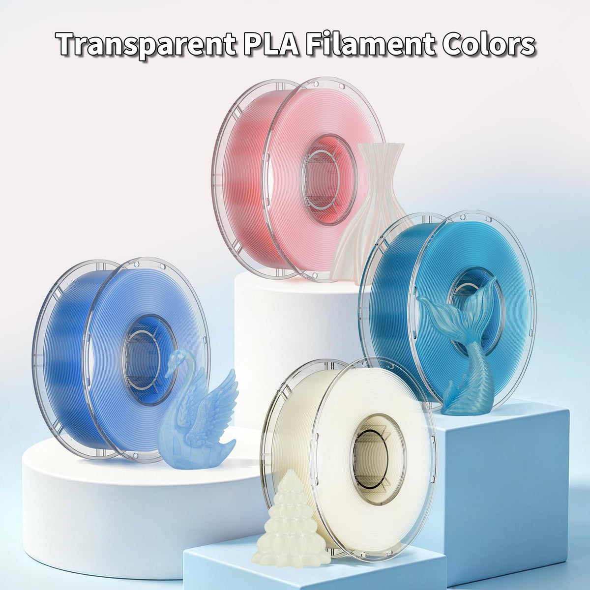 LEVEMAKER PLA Translucent 3D Printer Filament 1.75mm Semi-Transparent Clear PLA for Light Diffusion & Lampshades, Compatible with Bambu Lab / Creality (1kg / 2.2lbs)