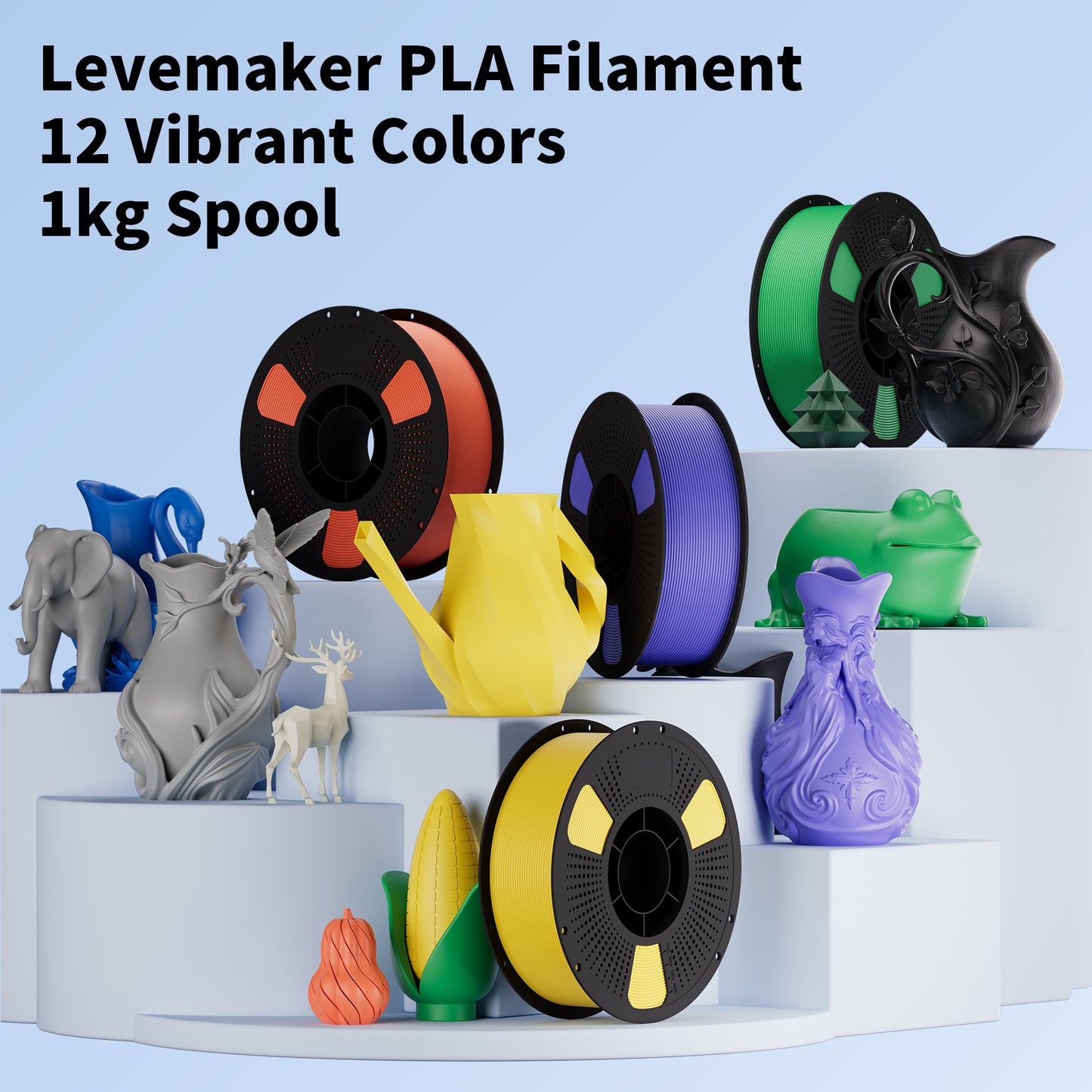 LEVEMAKER PLA 3D Printer Filament 1.75mm 1KG-- Beginner Friendly