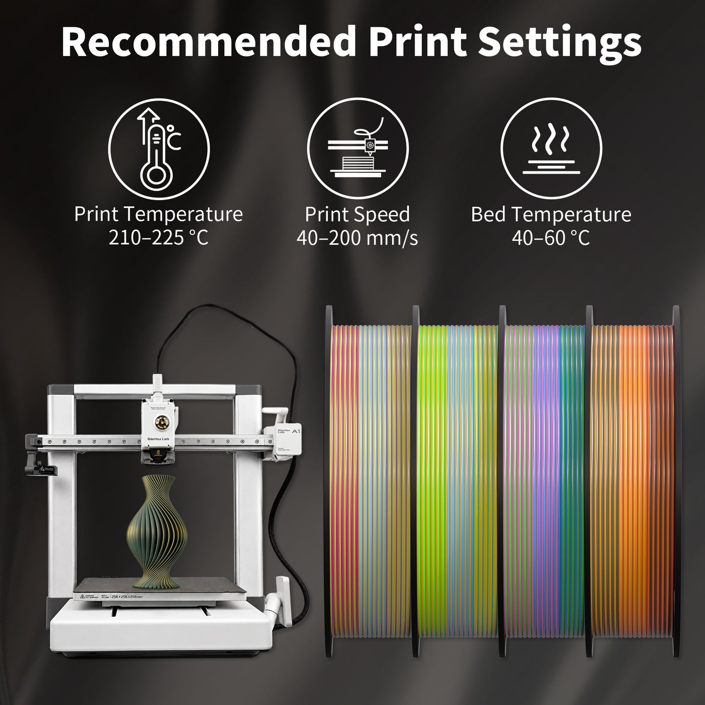 LEVEMAKER Tri-Color Silk PLA 3D Printing Filament 1.75MM 1KG