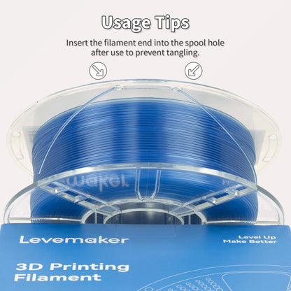 LEVEMAKER PLA Translucent 3D Printer Filament 1.75mm Semi-Transparent Clear PLA for Light Diffusion & Lampshades, Compatible with Bambu Lab / Creality (1kg / 2.2lbs)