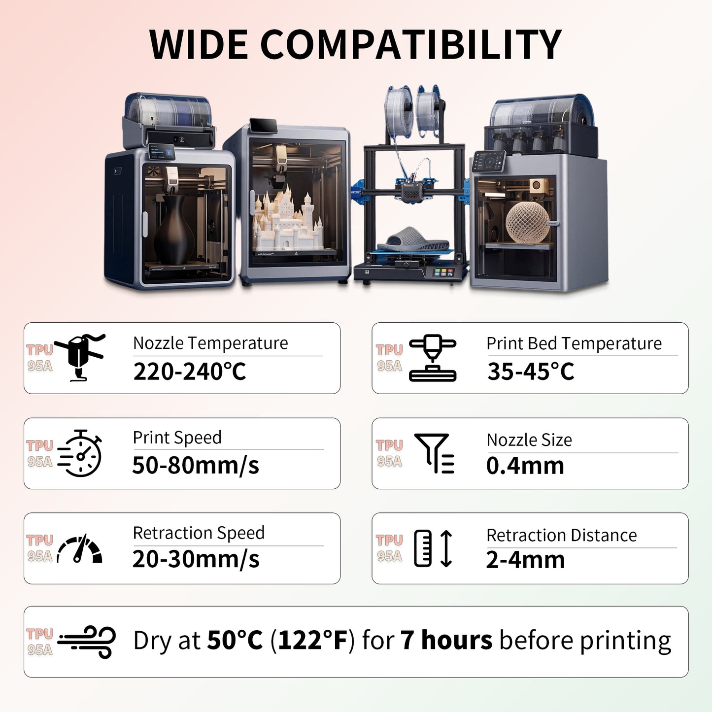 LEVEMAKER TPU 95A 3D Filament 1.75MM 1KG- High Elasticity & Tear Resistance