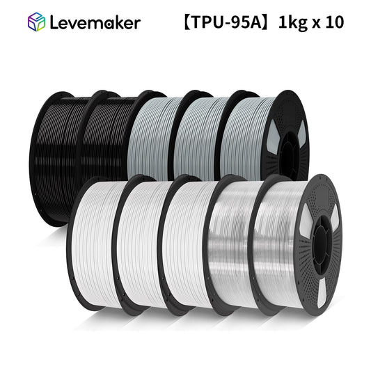 LEVEMAKER TPU 95A 3D Filament 1.75MM 1KG- High Elasticity & Tear Resistance 10KG--Bundled Sales