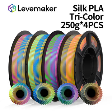 LEVEMAKER Tri-Color Silk PLA 3D Printing Filament 1.75MM 250G*4