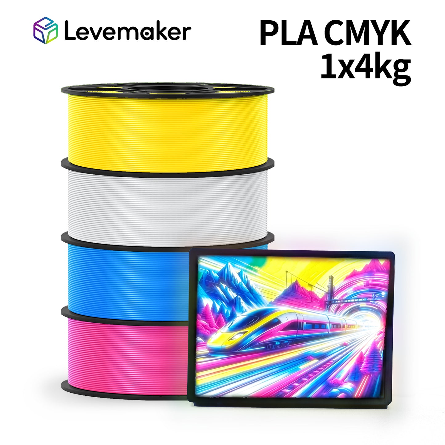 LEVEMAKER PLA CMYK 3D Printer Filament Bundle 1.75mm (4x1kg Set) for Multi-Color Lithophane