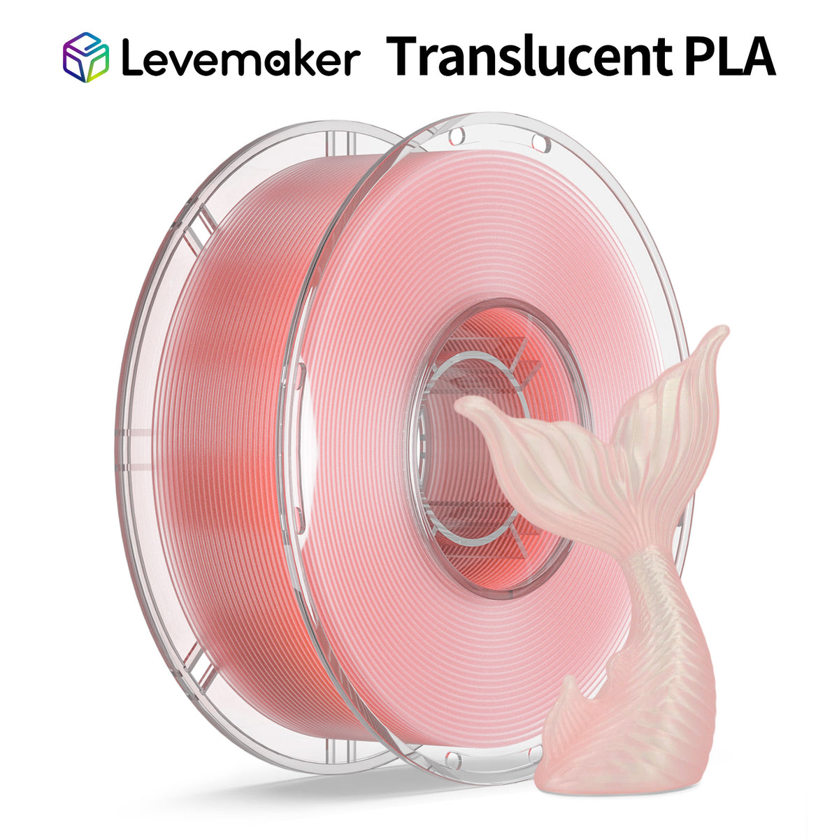 LEVEMAKER PLA Translucent 3D Printer Filament 1.75mm Semi-Transparent Clear PLA for Light Diffusion & Lampshades, Compatible with Bambu Lab / Creality (1kg / 2.2lbs)