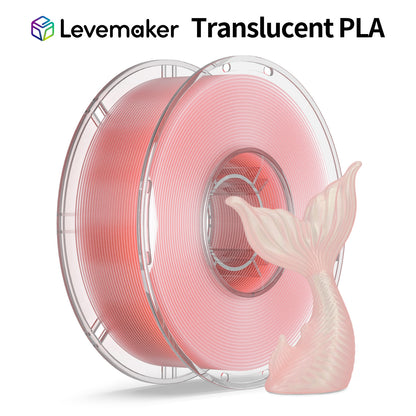 LEVEMAKER PLA Translucent 3D Printer Filament 1.75mm Semi-Transparent Clear PLA for Light Diffusion & Lampshades, Compatible with Bambu Lab / Creality (1kg / 2.2lbs)