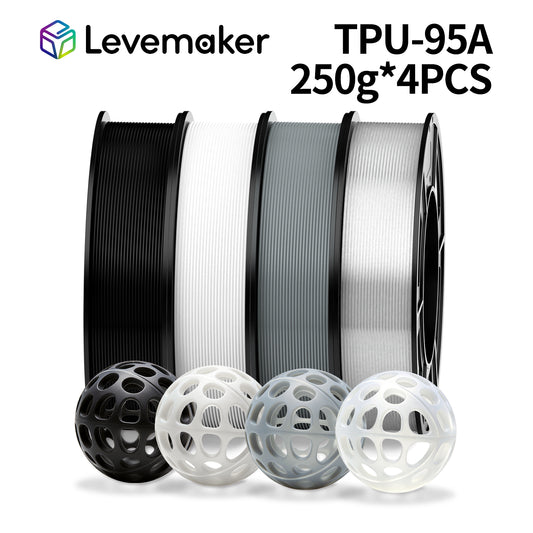 LEVEMAKER TPU 95A 3D Filament 1.75MM 250G *4- High Elasticity & Tear Resistance