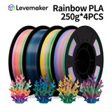 LEVEMAKER Rainbow PLA 3D Printing Filament 1.75MM 250g*4