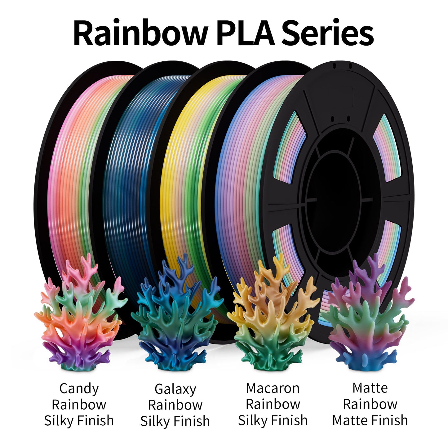 LEVEMAKER Rainbow PLA 3D Printing Filament 1.75MM 250g*4