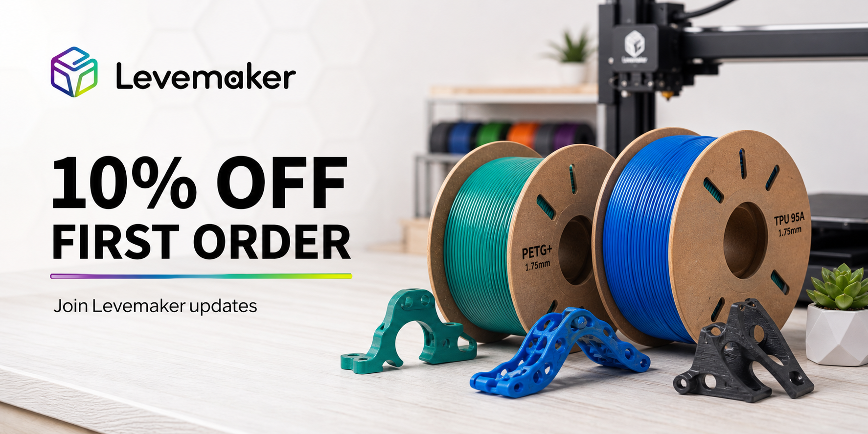 Levemaker PETG+ and TPU 95A filament first order offer